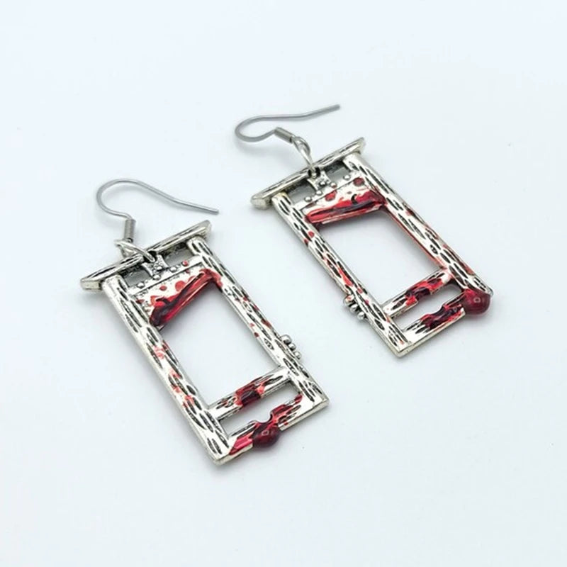 Bloody Guillotine Earrings| Gothic Bloody Weapon Earrings