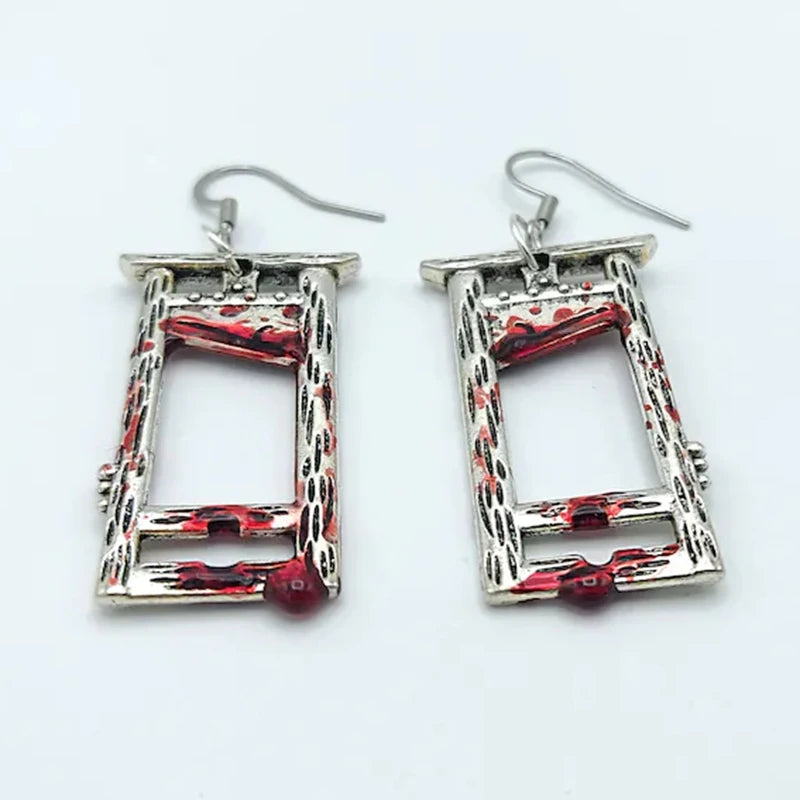 Bloody Guillotine Earrings| Gothic Bloody Weapon Earrings