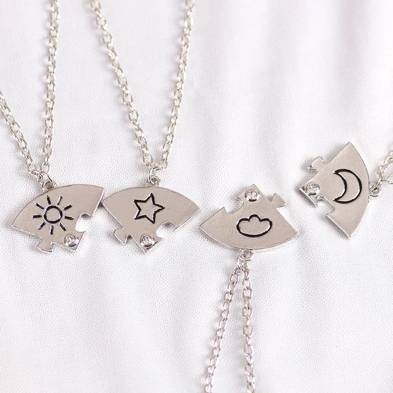 3/4 Pcs Star Moon Chain Best Friend Pendant Necklace