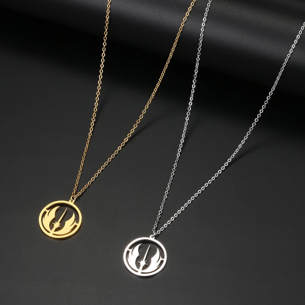 Stainless Steel Jedi Order Symbol Pendant Necklace