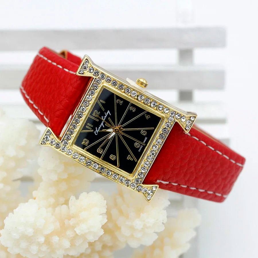 Black Square Shaped WristWatch