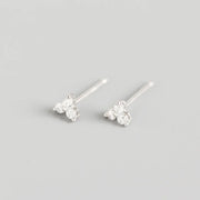 925 Sterling Silver Inlaid Crystal Geometric Clover Stud Earrings