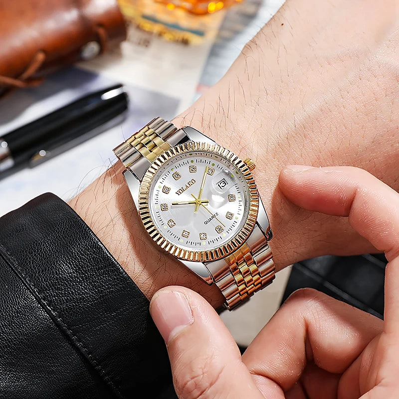 New 2021 Fashion Stainless Steel Men Quartz Wristwatch