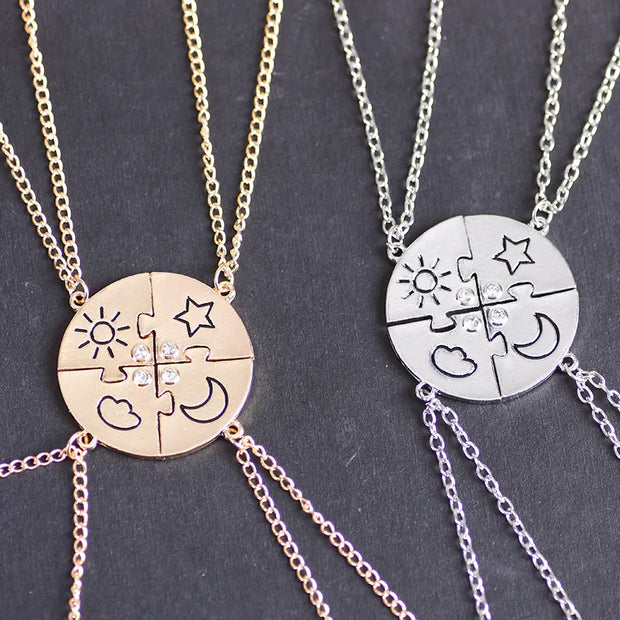 3/4 Pcs Star Moon Chain Best Friend Pendant Necklace