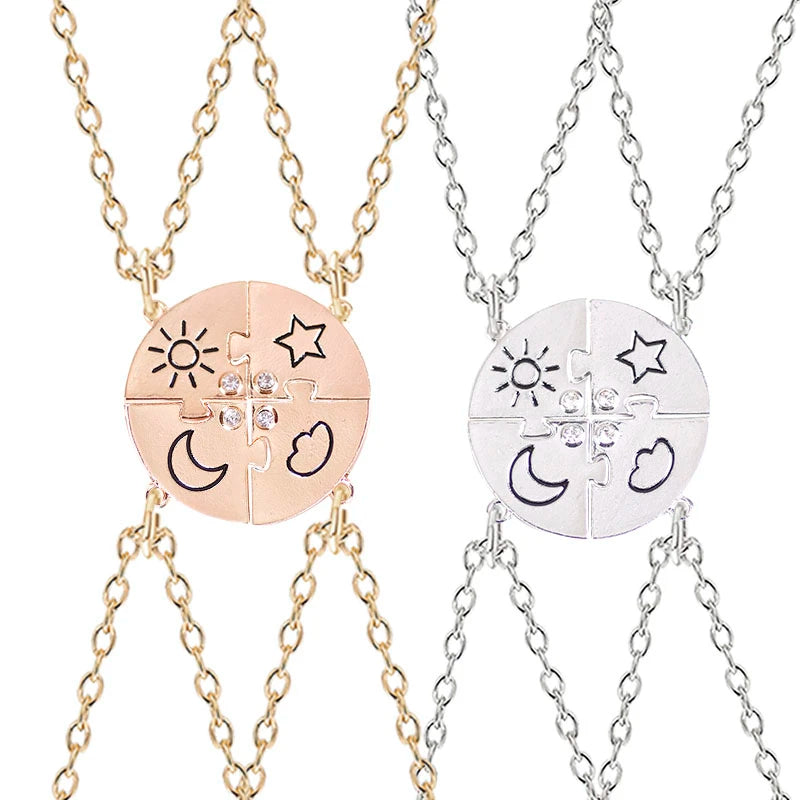 3/4 Pcs Star Moon Chain Best Friend Pendant Necklace