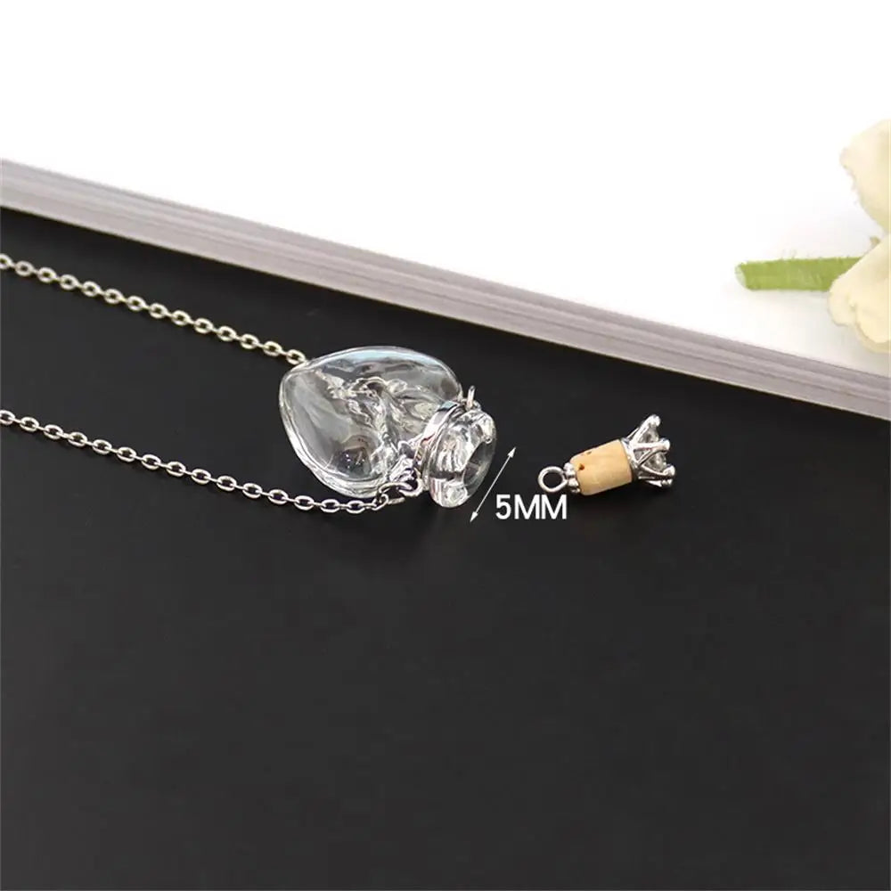 1PC Clear Heart Bottle Essential Oil Pendant Necklace