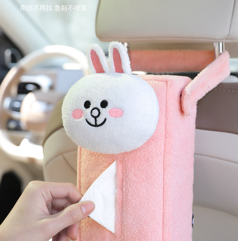 Cartoon Creative Cute Car Tissue Box Hanging Car Interior Car Special Paper Extraction Box Automobile Armrest Box Cover Car Tissue Box