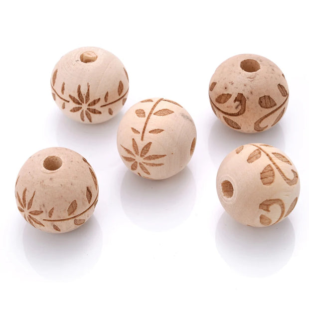 10Pcs Natural Carved Wooden Beads| Pktjewelrygiftshop