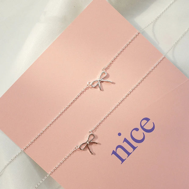 LIVVY Delicate Silver Bowknot Pendant Necklaces