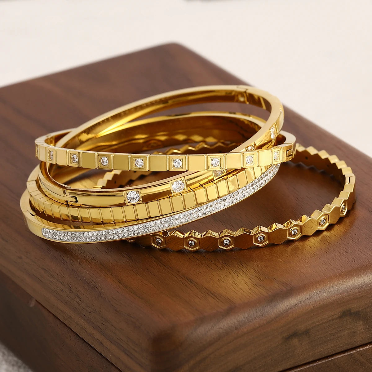 Greatera Trendy Gold Plated Stainless Steel Bangles