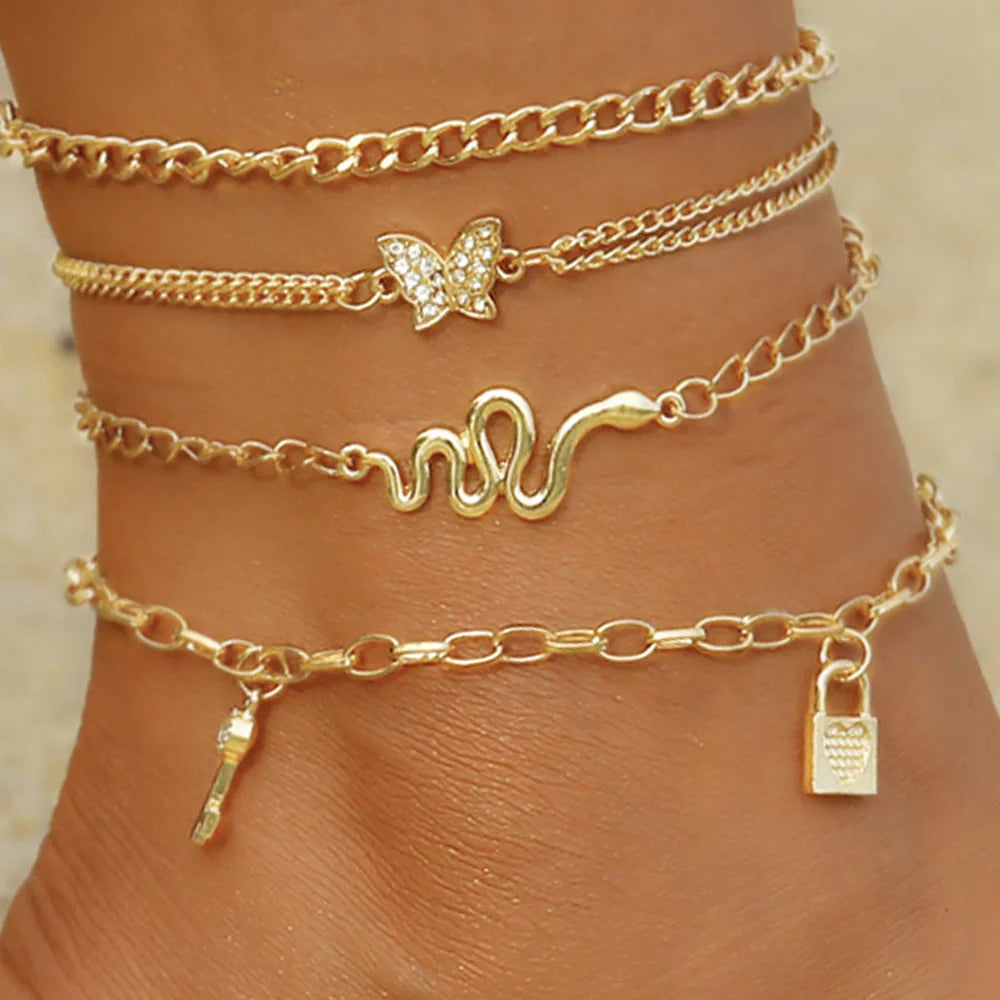 Summer Beach Crushed Stone Chain Anklet| Pktjewelrygiftshop