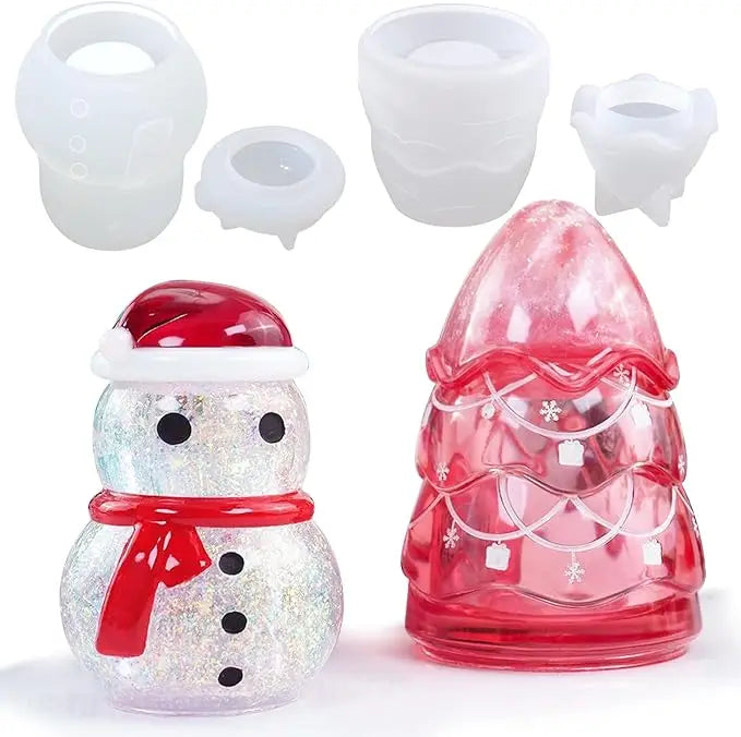 DIY Resin Christmas Snowman Jar Mold with Lid