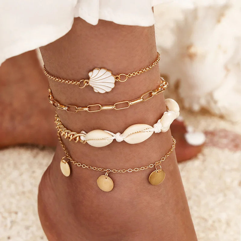 Summer Beach Crushed Stone Chain Anklet| Pktjewelrygiftshop