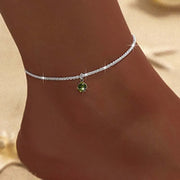 Silver Color Double Layer Shiny Chains Anklets For Women