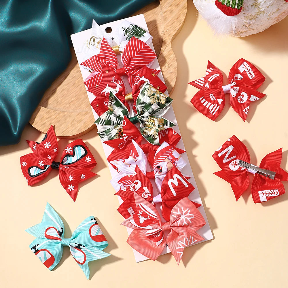 8Pcs Christmas Bows Hairpins