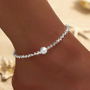 Silver Color Double Layer Shiny Chains Anklets For Women