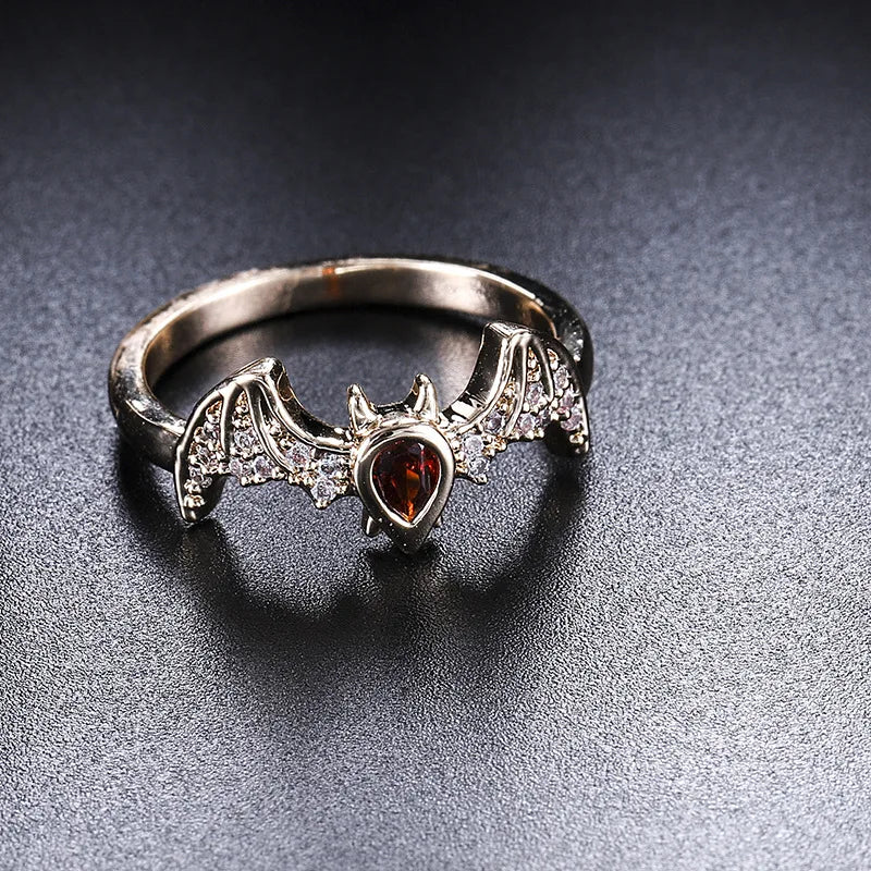  Cute Design Inlaid Red Zircon Bat Ring| Pktjewelrygiftshop