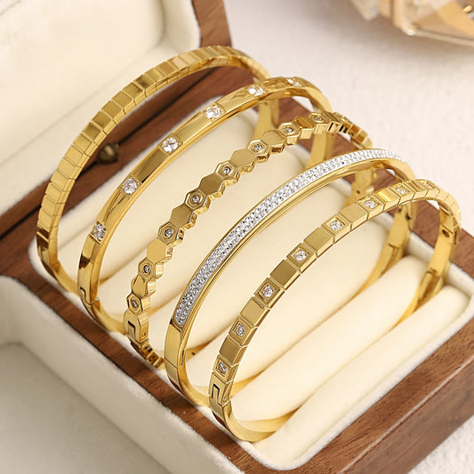 Greatera Trendy Gold Plated Stainless Steel Bangles