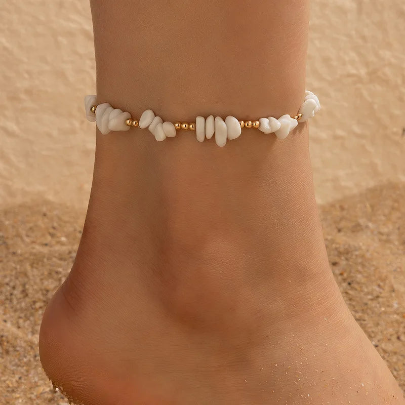 Summer Beach Crushed Stone Chain Anklet| Pktjewelrygiftshop