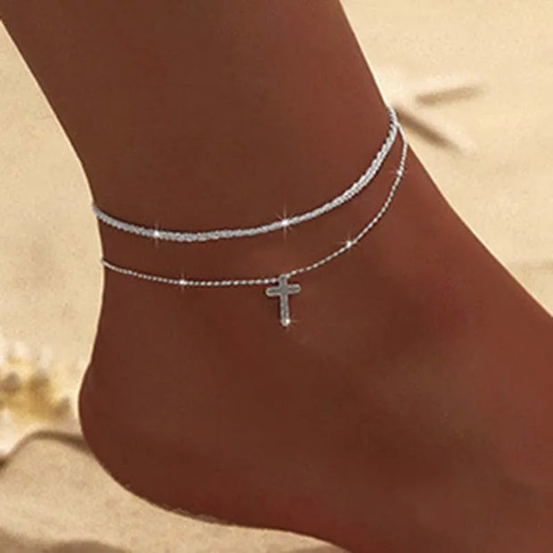 Double Layer Shiny Chains Anklets| Pktjewelrygiftshop