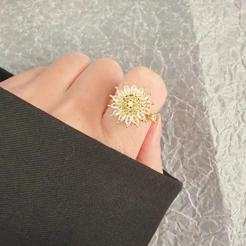 Fashion Crystal Sunflower Ring for Women| Pktjewelrygiftshop