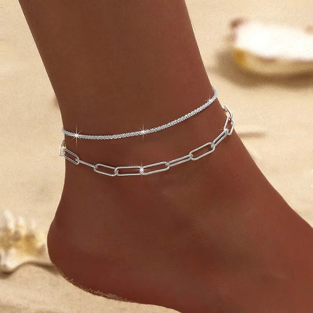 Double Layer Shiny Chains Anklets| Pktjewelrygiftshop