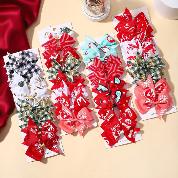 8Pcs Christmas Bows Hairpins