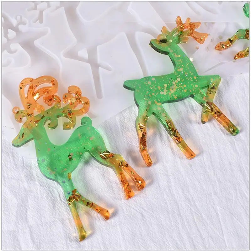 Christmas Elk Epoxy Resin Mold for Keychain Pendant Charms