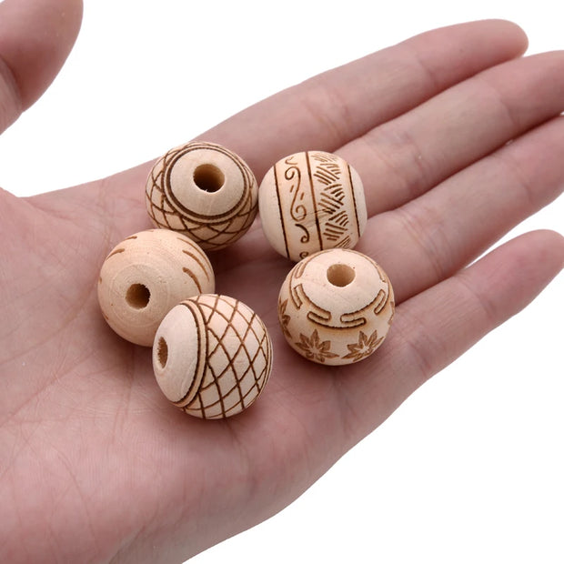 10Pcs Natural Carved Wooden Beads| Pktjewelrygiftshop