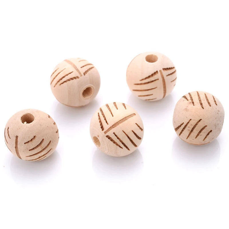 10Pcs Natural Carved Wooden Beads| Pktjewelrygiftshop