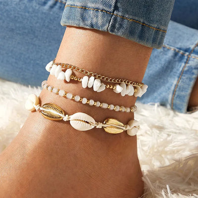 Summer Beach Crushed Stone Chain Anklet| Pktjewelrygiftshop