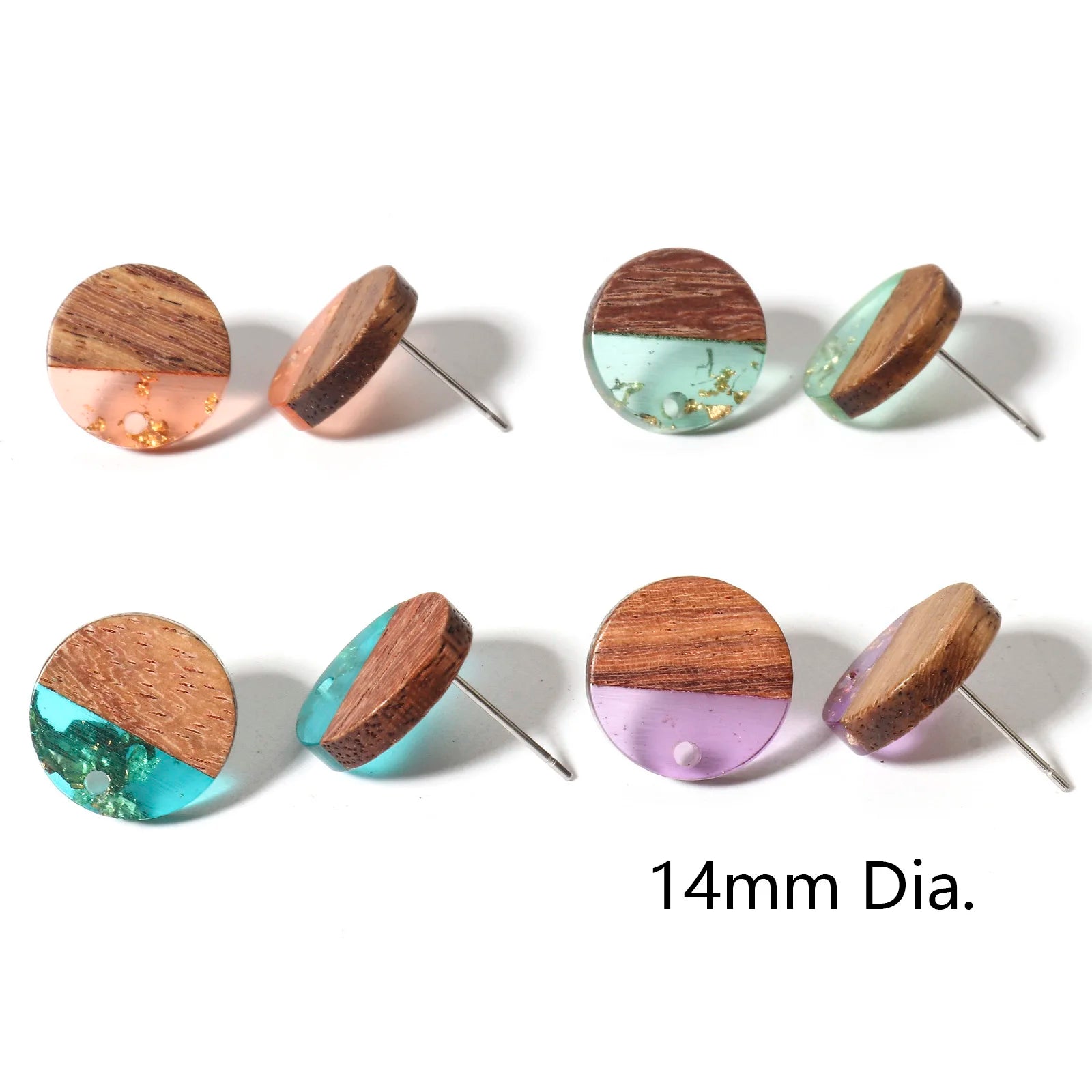 10PCs Wood Effect Resin Ear Post Stud Earrings