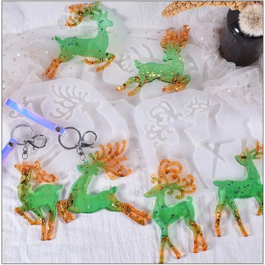 Christmas Elk Epoxy Resin Mold for Keychain Pendant Charms