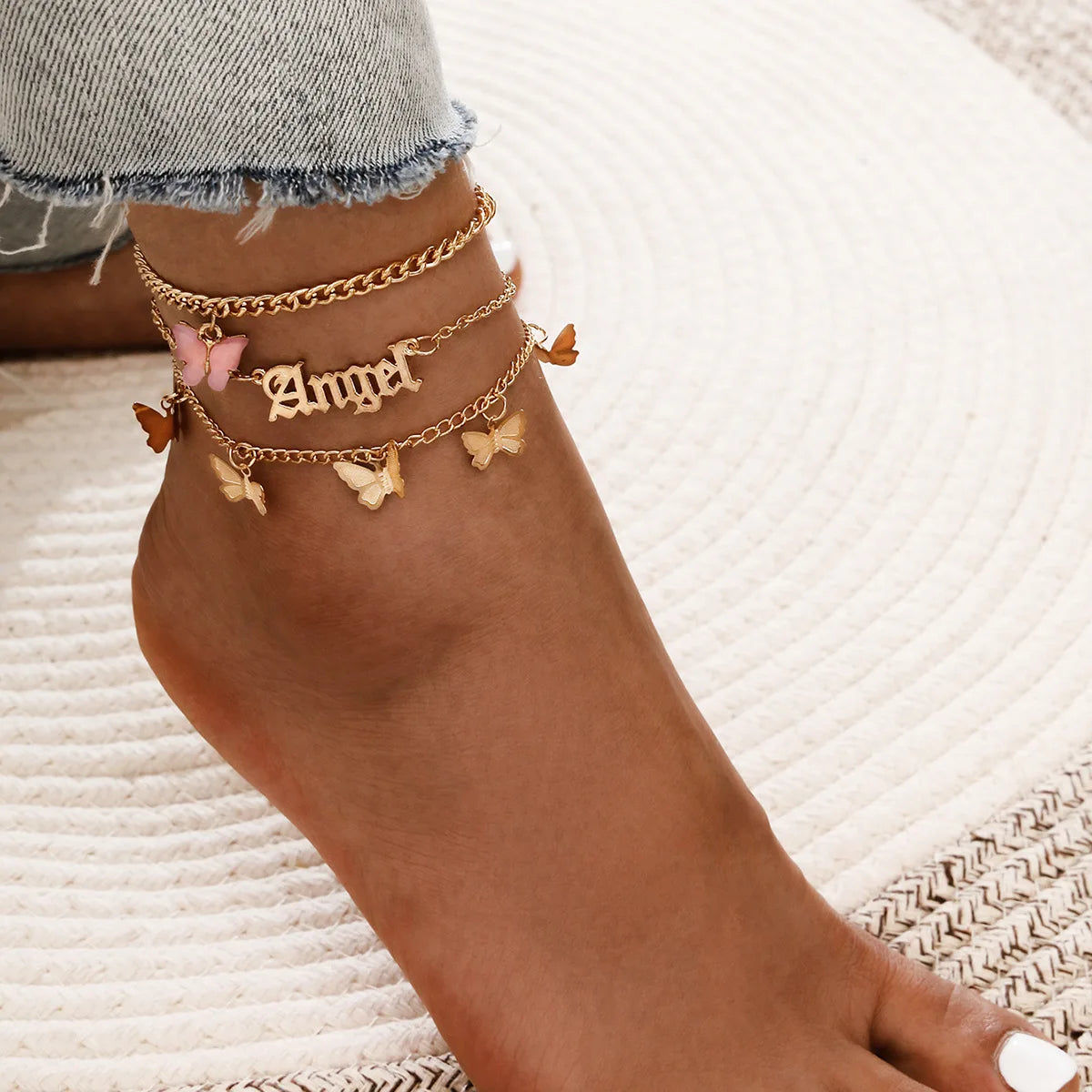 Summer Beach Crushed Stone Chain Anklet| Pktjewelrygiftshop