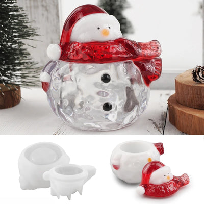 DIY Resin Christmas Snowman Jar Mold with Lid