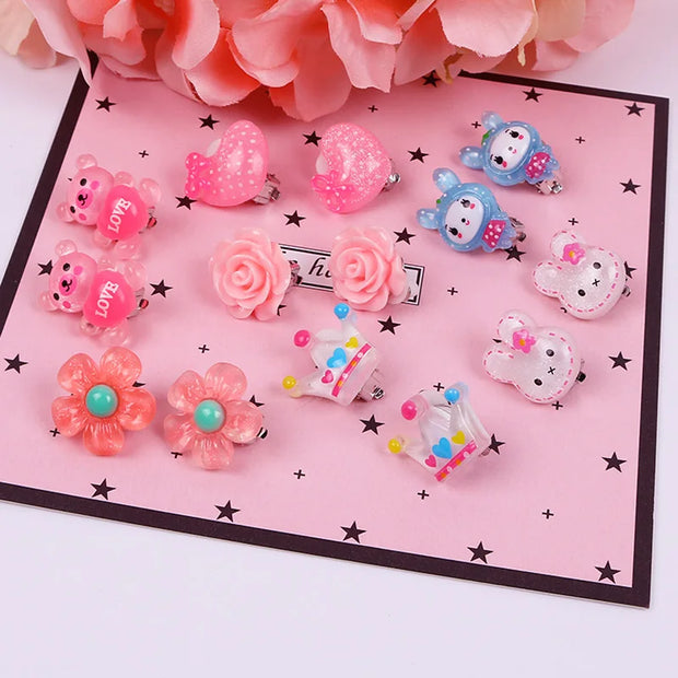 7 Pairs Cute Children's Clip-on Earrings