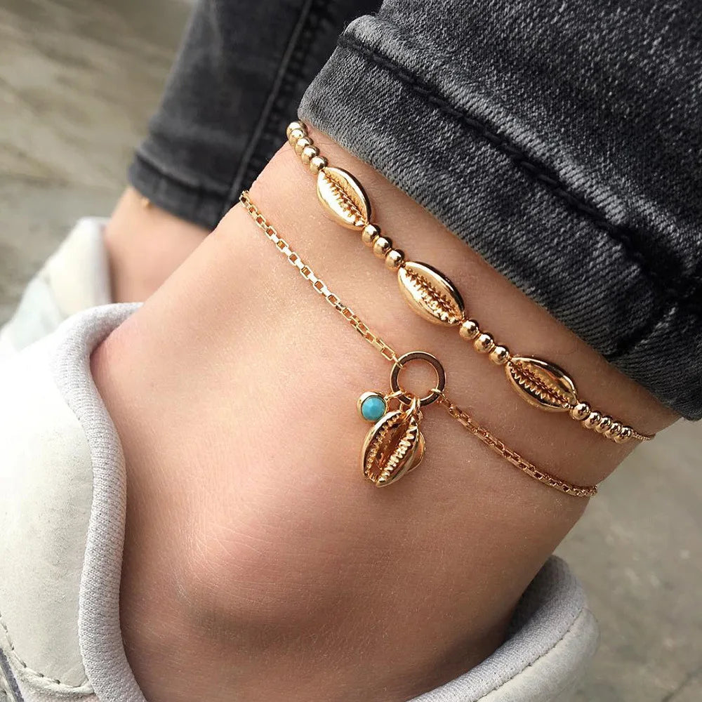 Summer Beach Crushed Stone Chain Anklet| Pktjewelrygiftshop