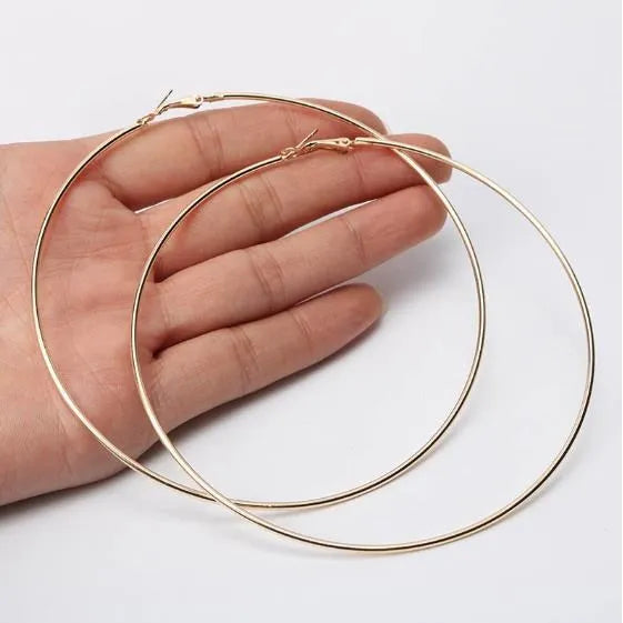 8/10mm Large Circle Hoop Earrings Silver Color for Women