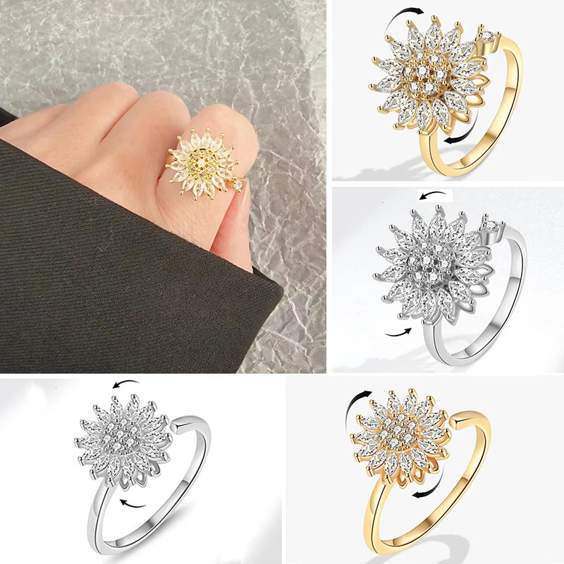 Fashion Crystal Sunflower Ring for Women| Pktjewelrygiftshop