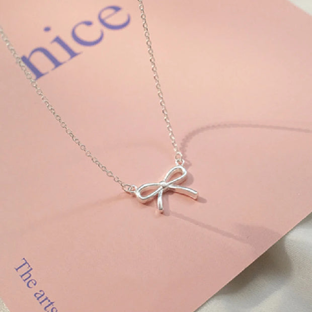 LIVVY Delicate Silver Bowknot Pendant Necklaces