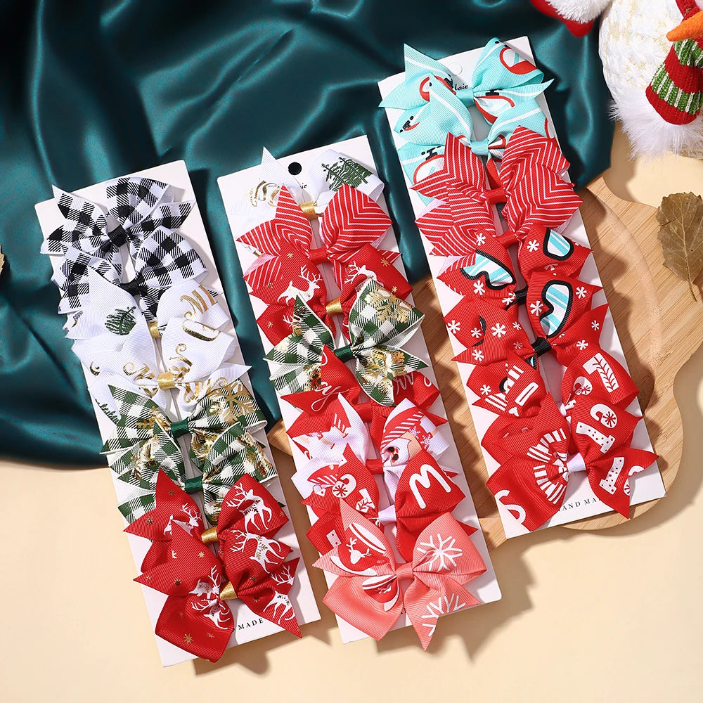 8Pcs Christmas Bows Hairpins