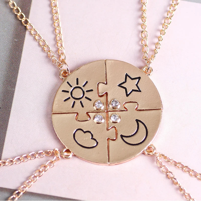 3/4 Pcs Star Moon Chain Best Friend Pendant Necklace