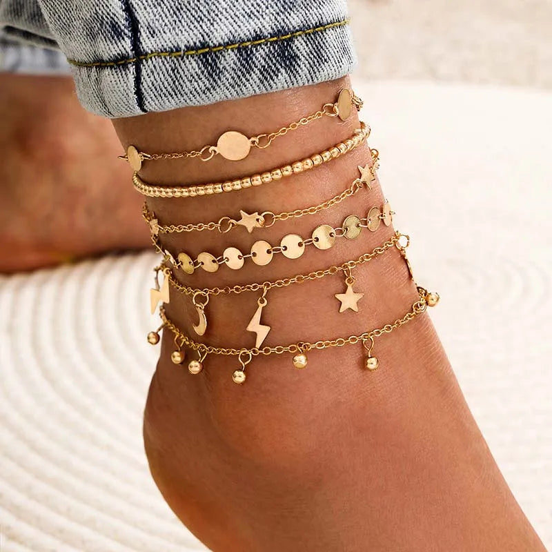 Summer Beach Crushed Stone Chain Anklet| Pktjewelrygiftshop