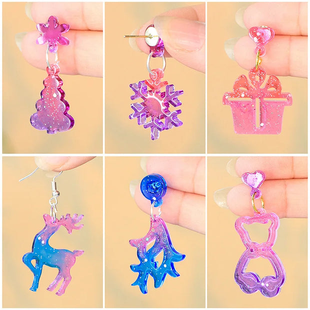 Resin Earring Molds Christmas Tree Snowflake Elk Silicone Jewelry Pendant Mold for DIY Jewelry Earrings Resin Art Craft Keychain