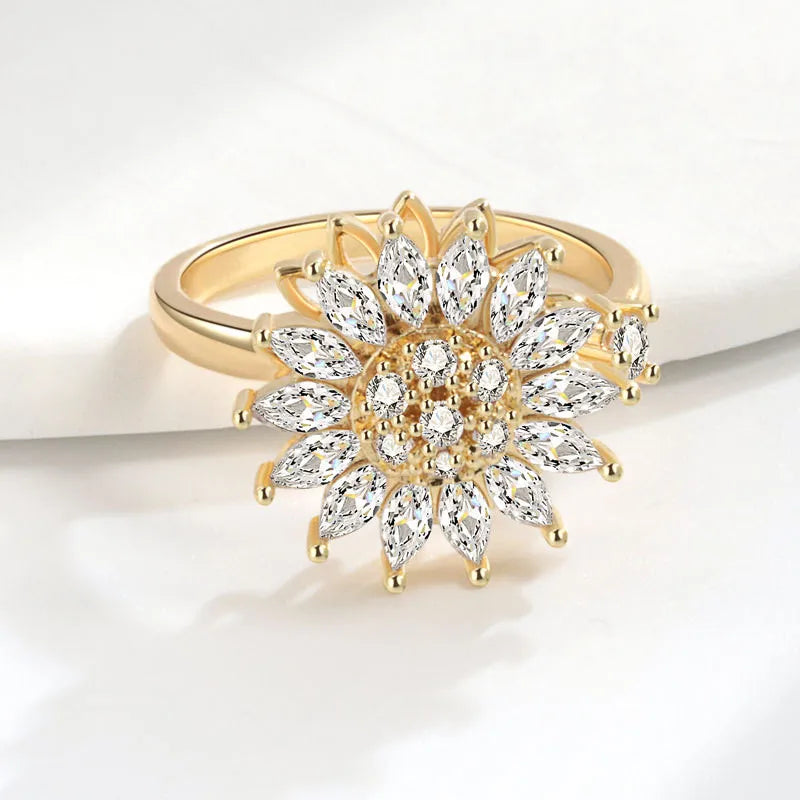 Fashion Crystal Sunflower Ring for Women| Pktjewelrygiftshop