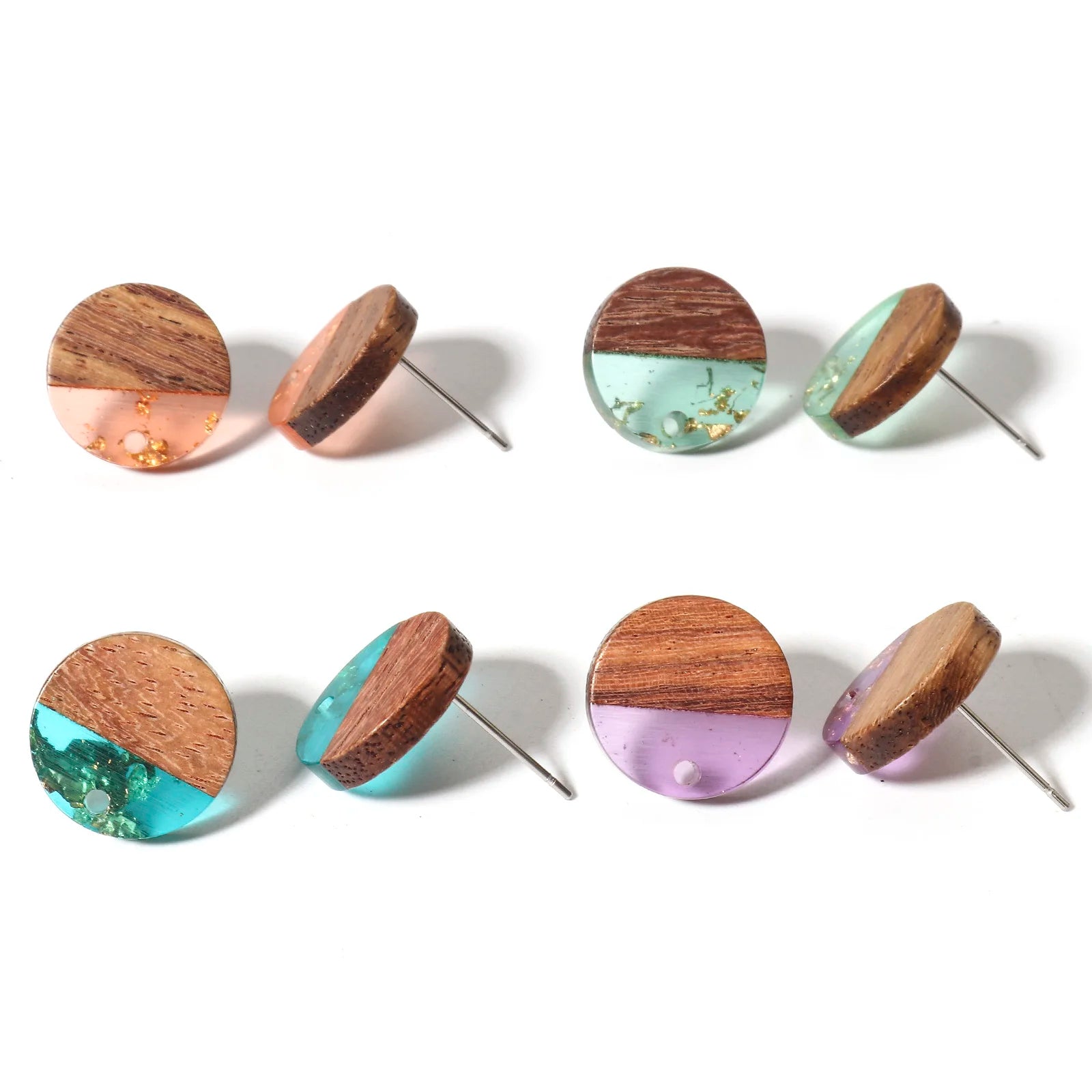 10PCs Wood Effect Resin Ear Post Stud Earrings