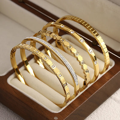 Greatera Trendy Gold Plated Stainless Steel Bangles
