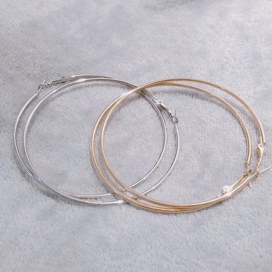 8/10mm Large Circle Hoop Earrings Silver Color for Women